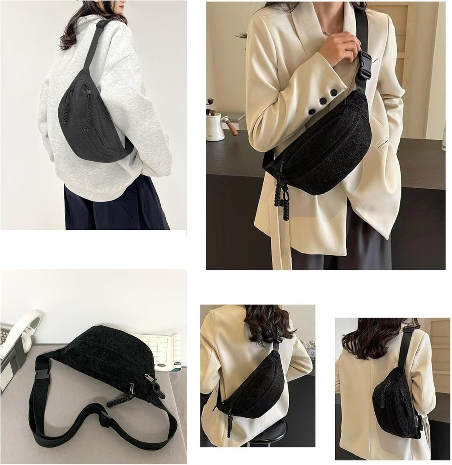 sac banane velours noir Lila