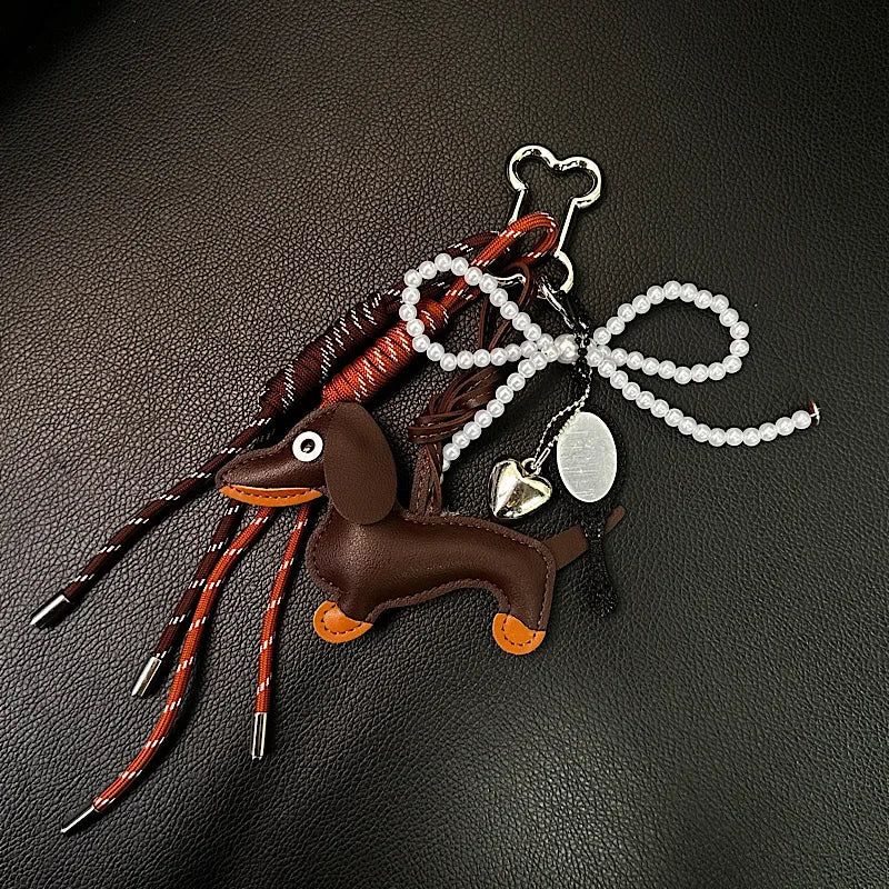 Porte-clés Sac Teckel en Cuir