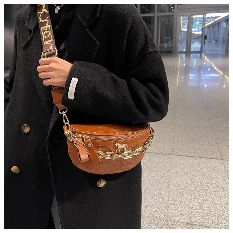 Sac banane cuir avec chaîne dorée Élona
