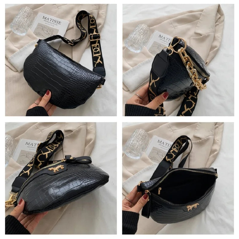 Sac banane cuir avec chaîne dorée Élona