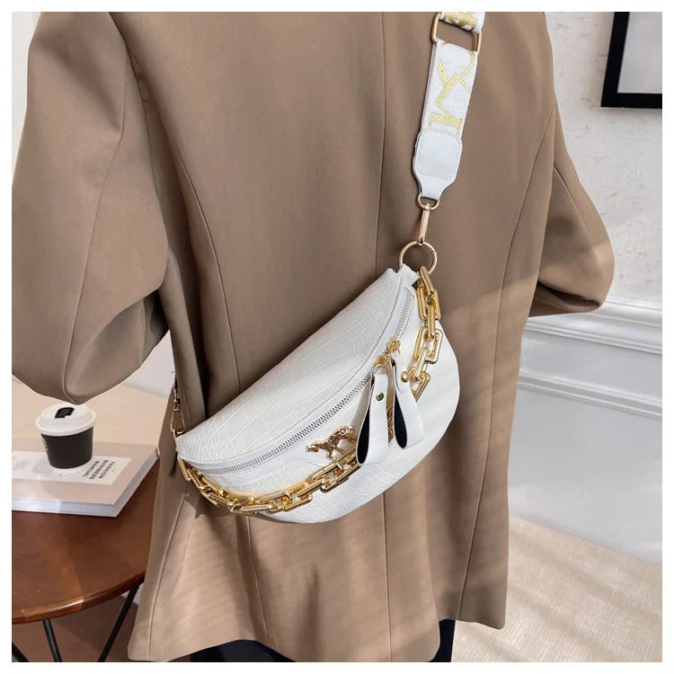 Sac banane cuir avec chaîne dorée Élona