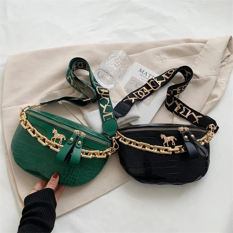 Sac banane cuir avec chaîne dorée Élona