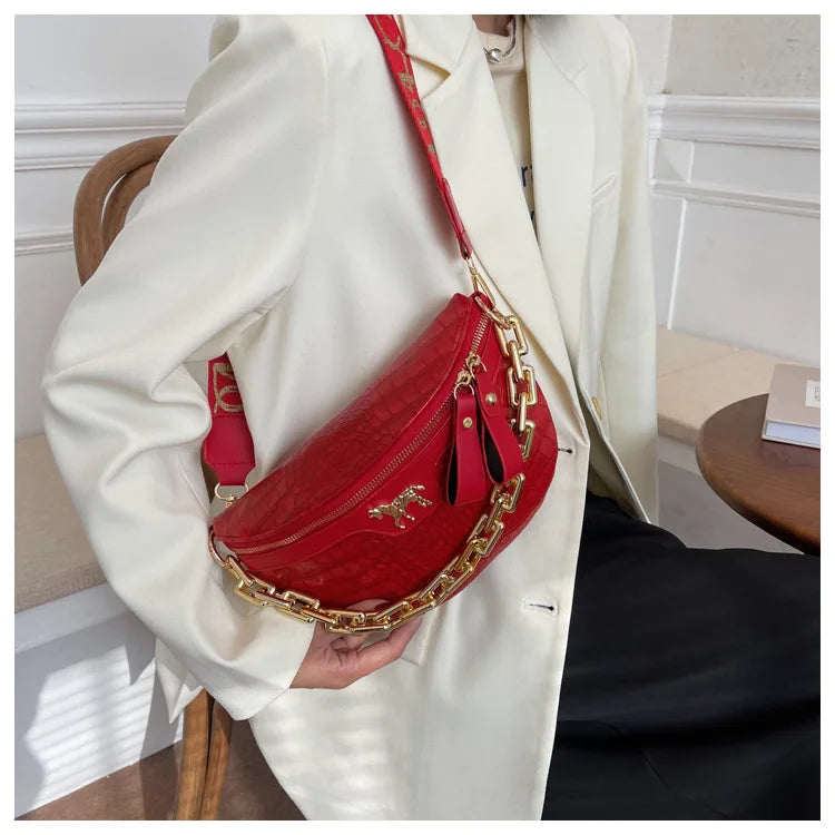 Sac banane cuir avec chaîne dorée Élona