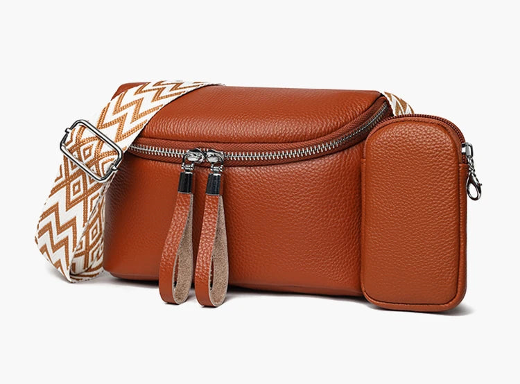 Mia vegetable leather shoulder bag with pouch
