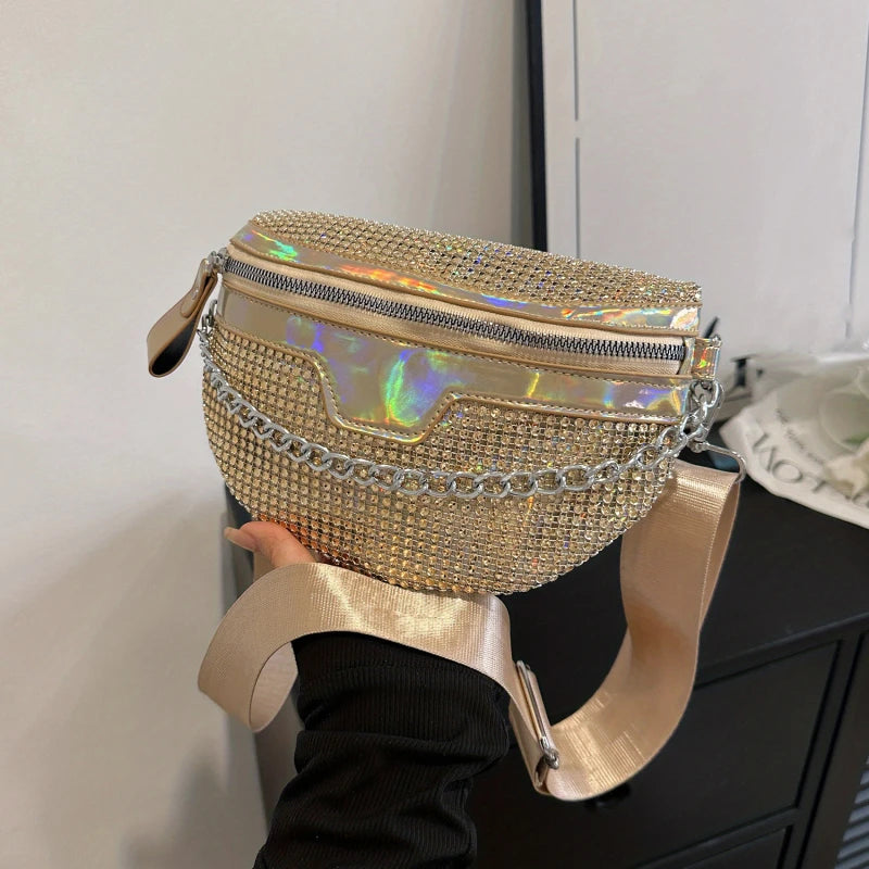 sac banane doré avec strass Lucie