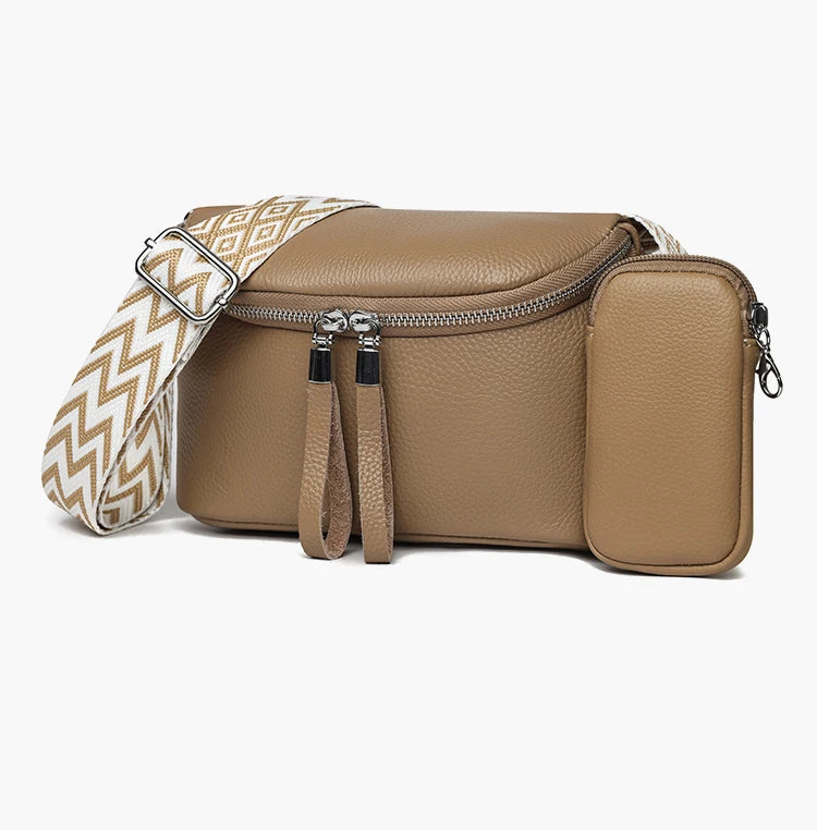 Mia vegetable leather shoulder bag with pouch