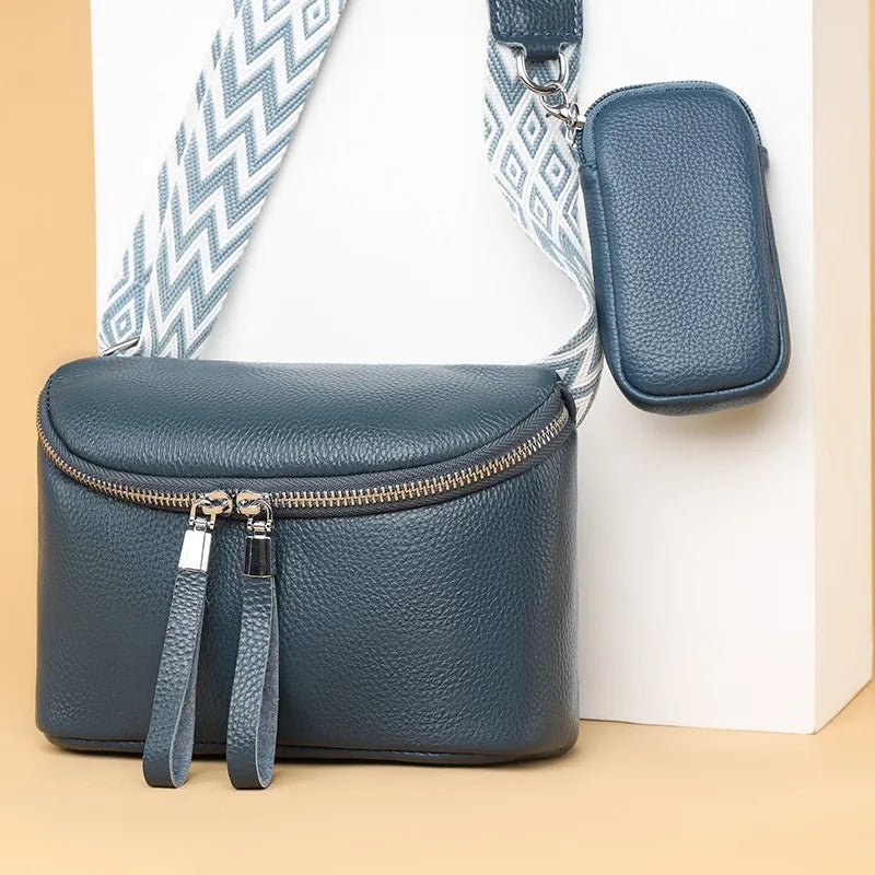 Mia vegetable leather shoulder bag with pouch