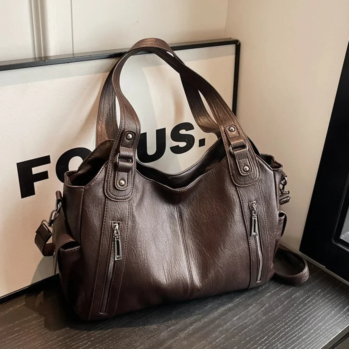 sac à main de cours en bandoulière, fermeture zip - Aliona