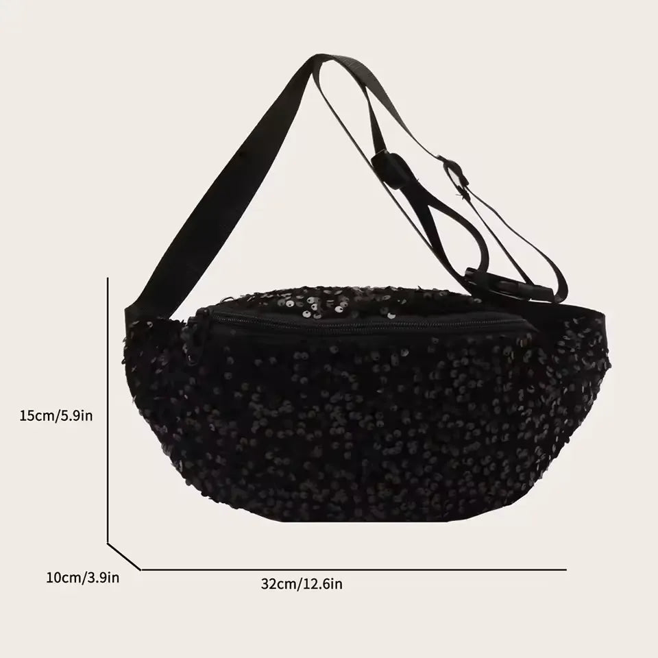 sac banane noir paillette Vanessa