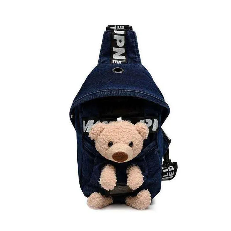 sac banane bleu foncé avec peluche Aurore