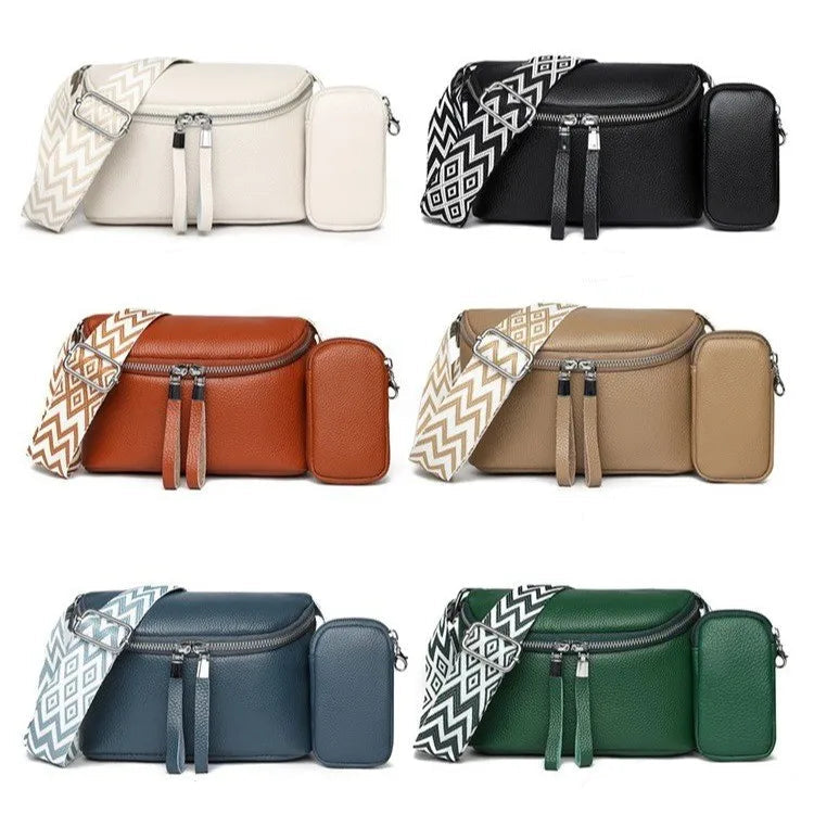 Mia vegetable leather shoulder bag with pouch