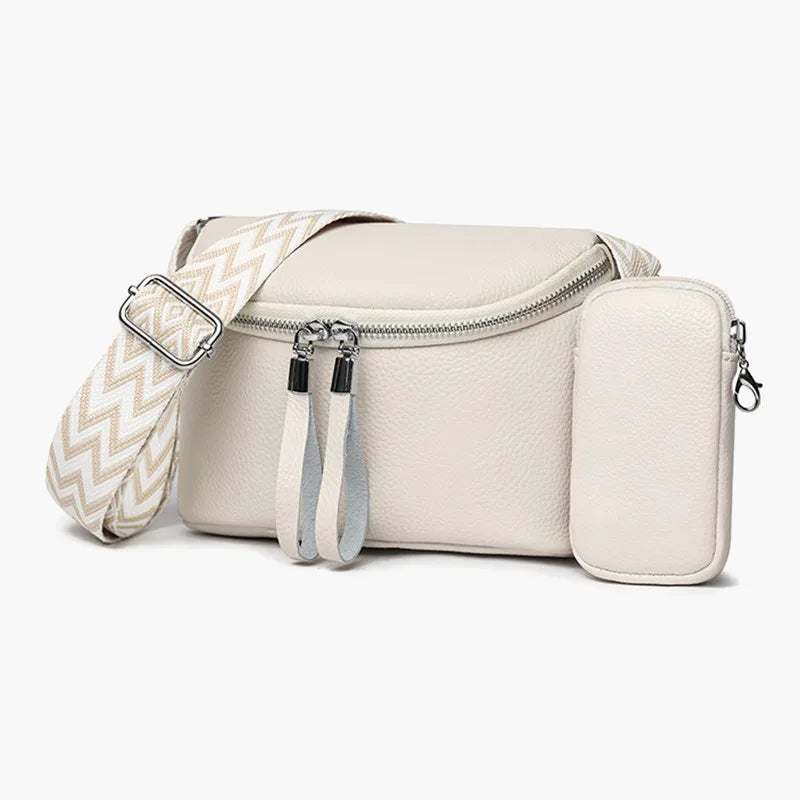 Mia vegetable leather shoulder bag with pouch