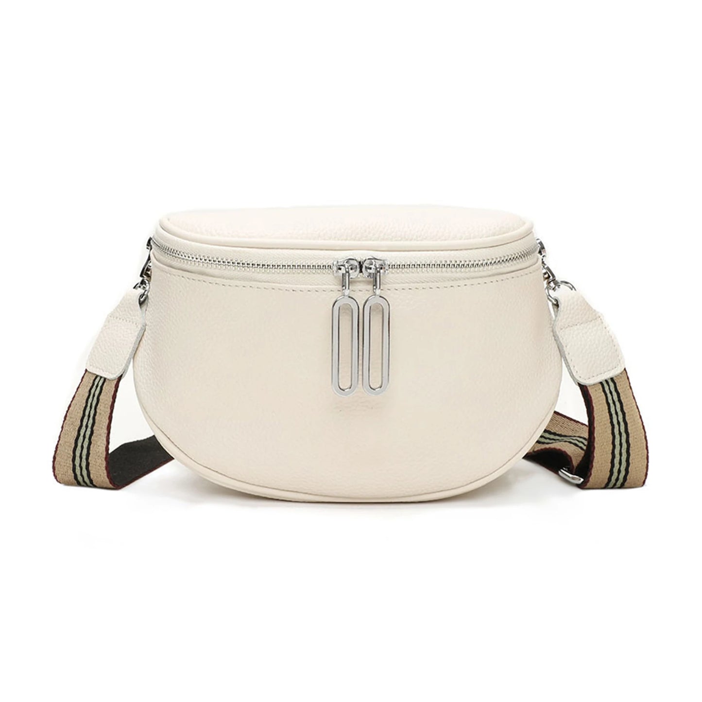 grand sac banane cuir végétal, bandoulière motif - Alice