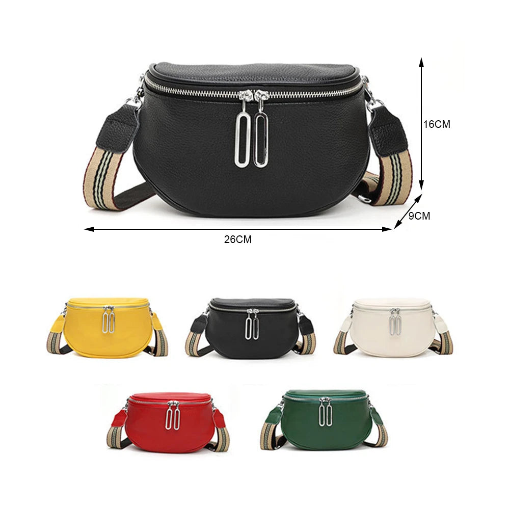 grand sac banane cuir végétal, bandoulière motif - Alice