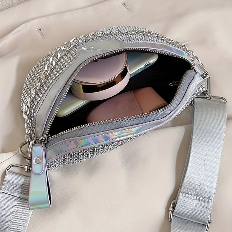 sac banane argenté avec strass Carlotta