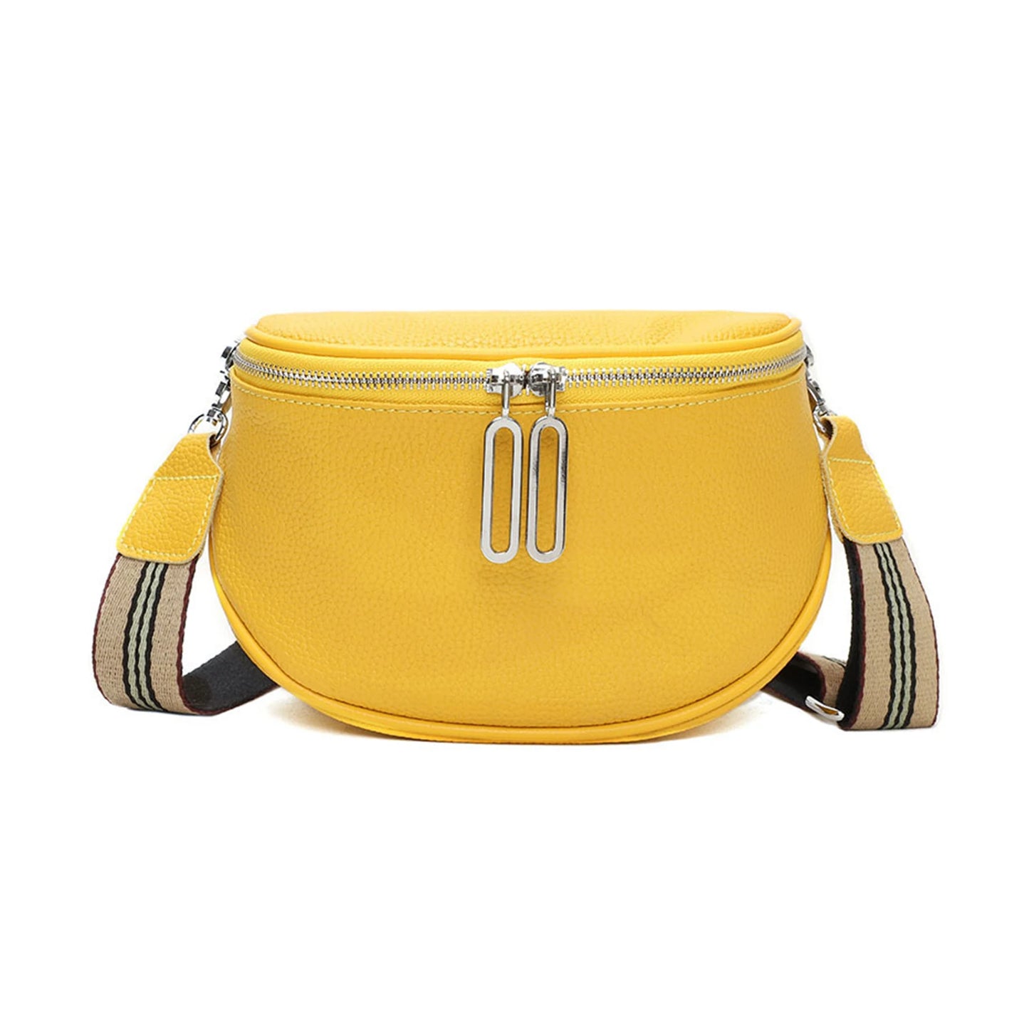 grand sac banane cuir végétal, bandoulière motif - Alice