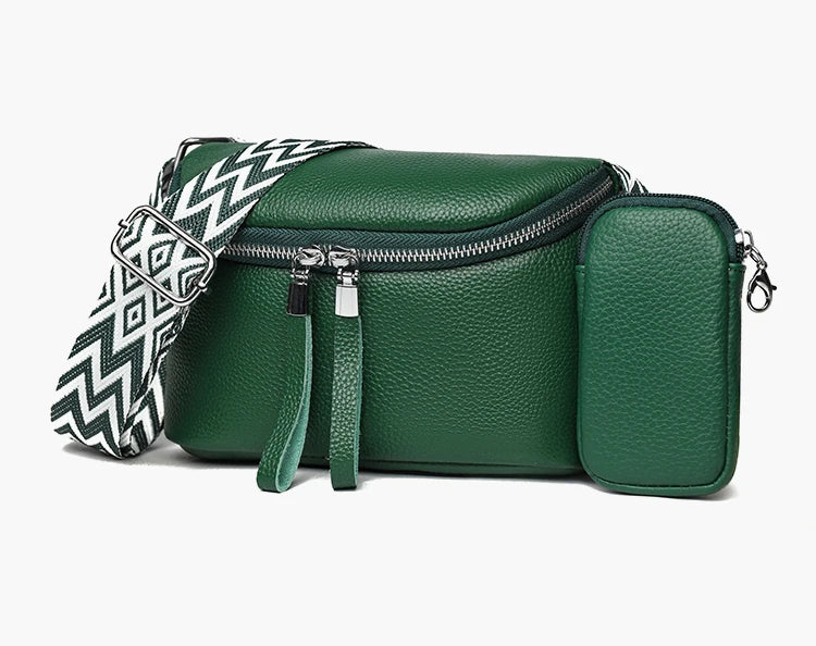 Mia vegetable leather shoulder bag with pouch