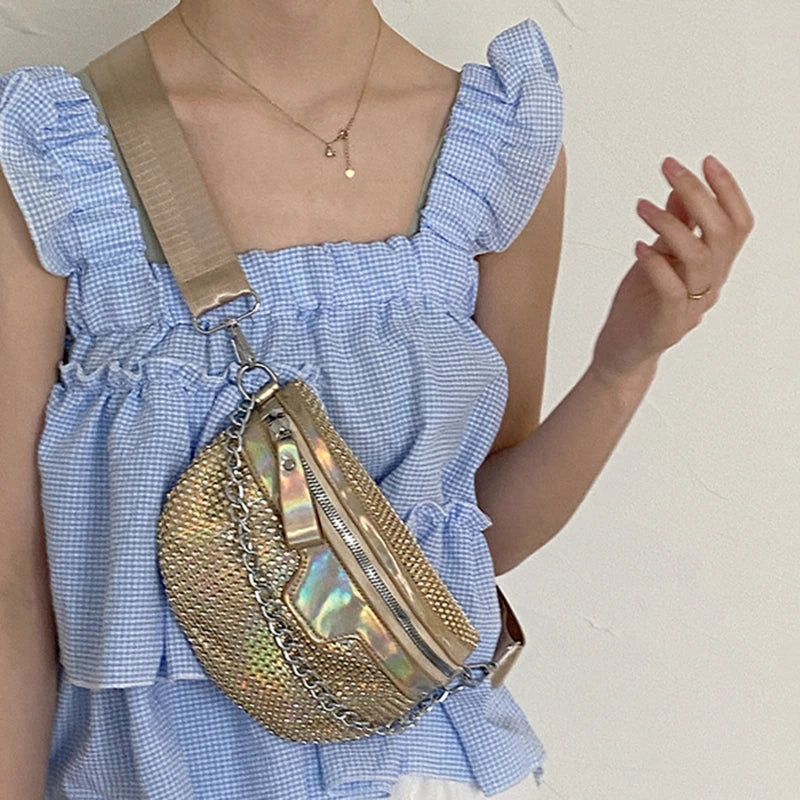 sac banane doré avec strass Lucie