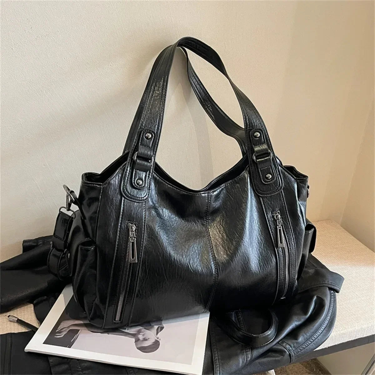 sac à main de cours en bandoulière, fermeture zip - Aliona