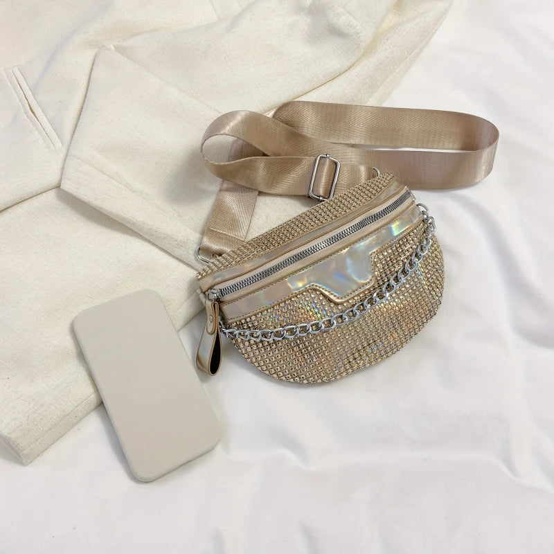 sac banane doré avec strass Lucie