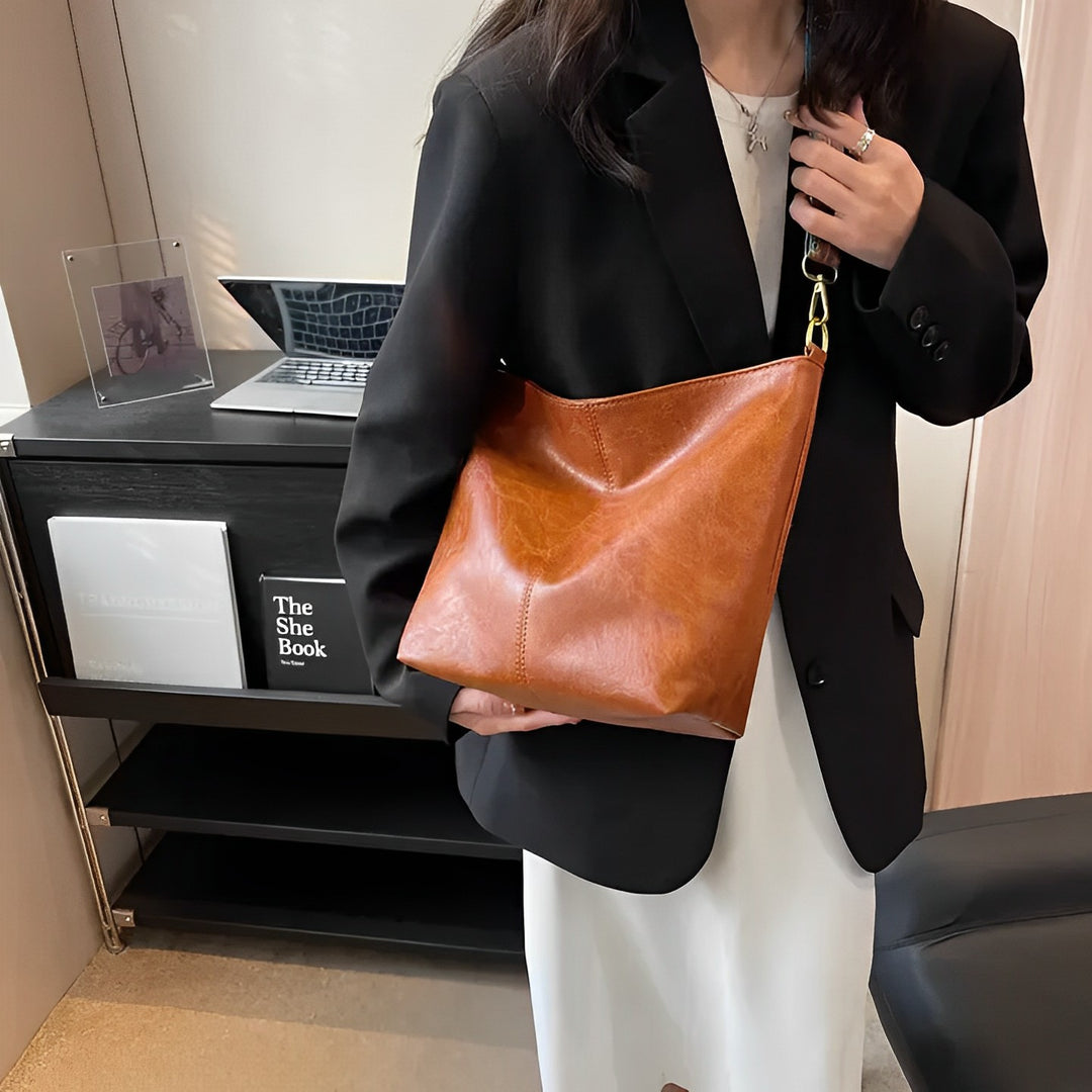 vegan leather shoulder tote bag - Angèle