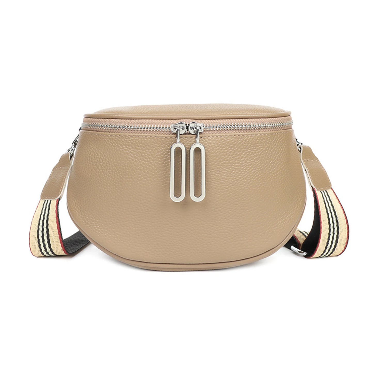 grand sac banane cuir végétal, bandoulière motif - Alice