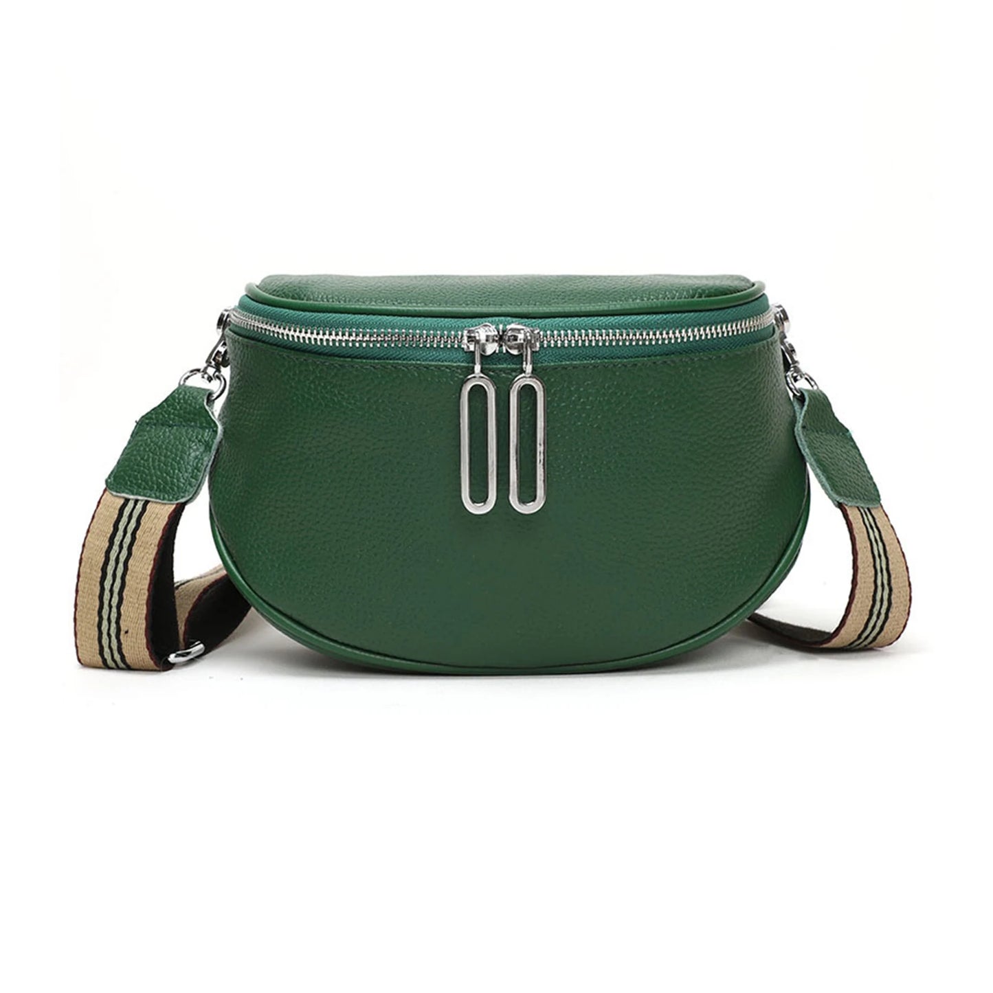 grand sac banane cuir végétal, bandoulière motif - Alice