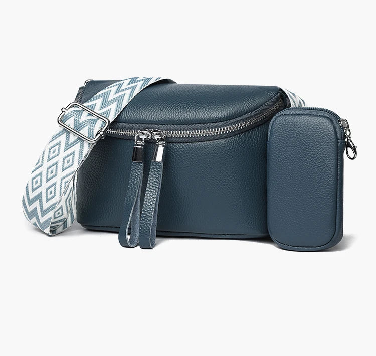 Mia vegetable leather shoulder bag with pouch