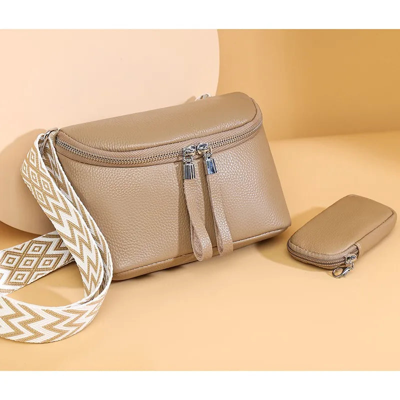 Mia vegetable leather shoulder bag with pouch