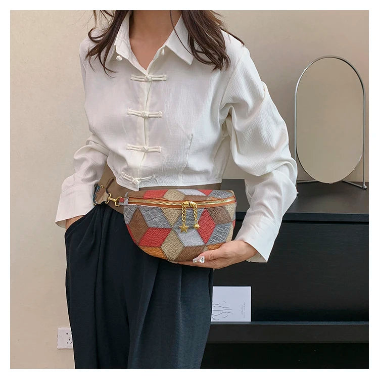 sac banane effet cuir motif original Anna