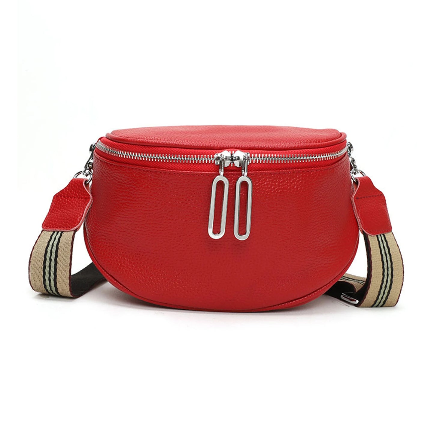 grand sac banane cuir végétal, bandoulière motif - Alice