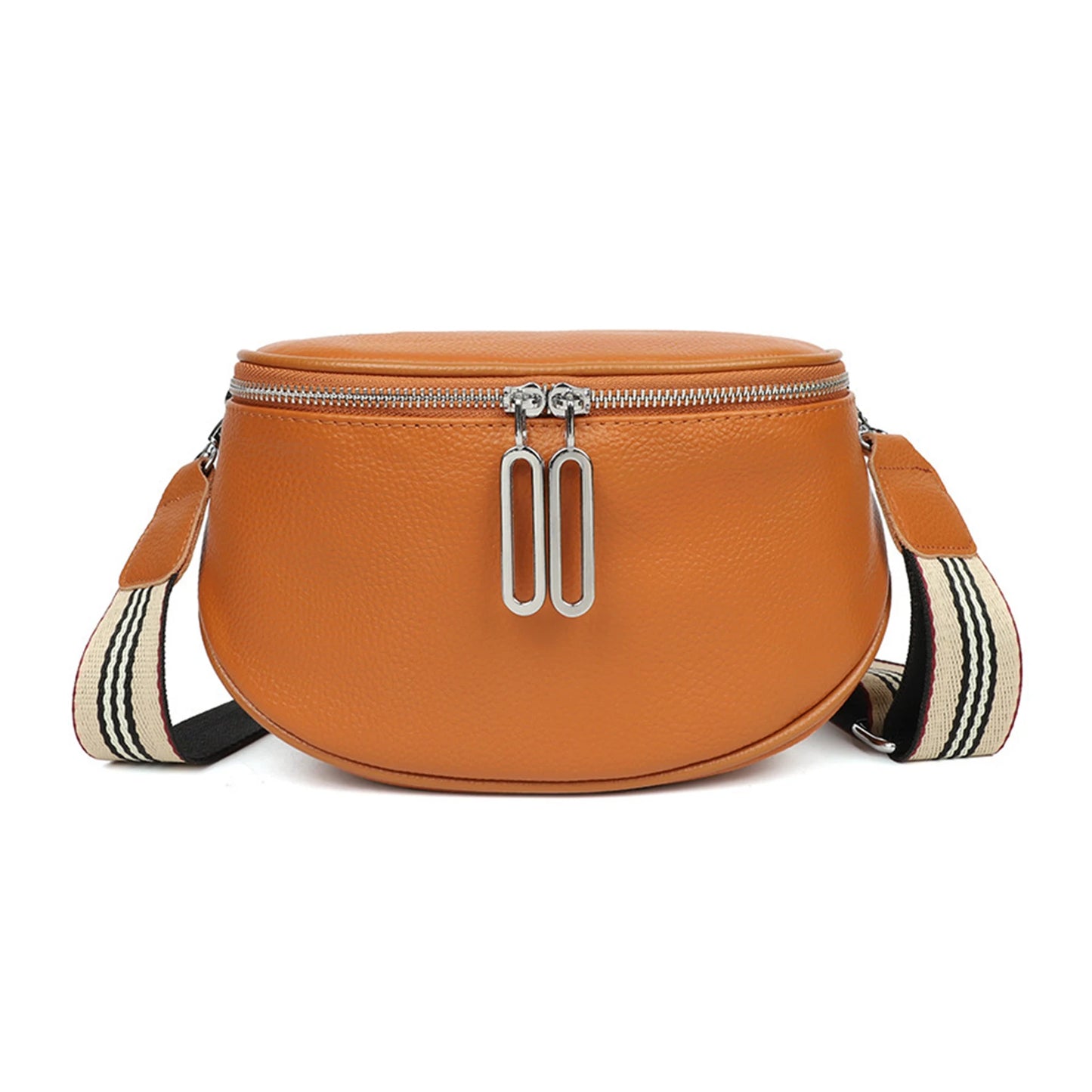 grand sac banane cuir végétal, bandoulière motif - Alice