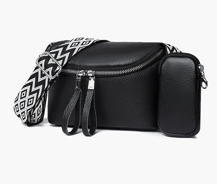 Mia vegetable leather shoulder bag with pouch