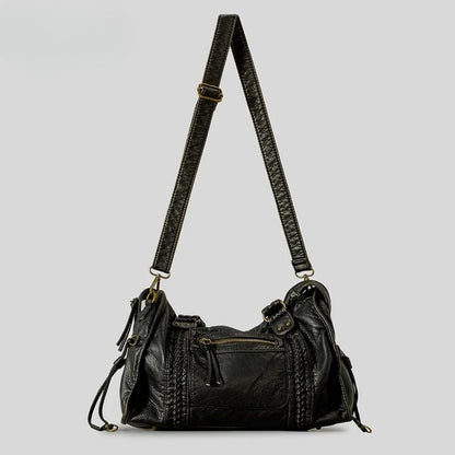 sac à main de cours bandoulière, cuir vintage vegan - Soline