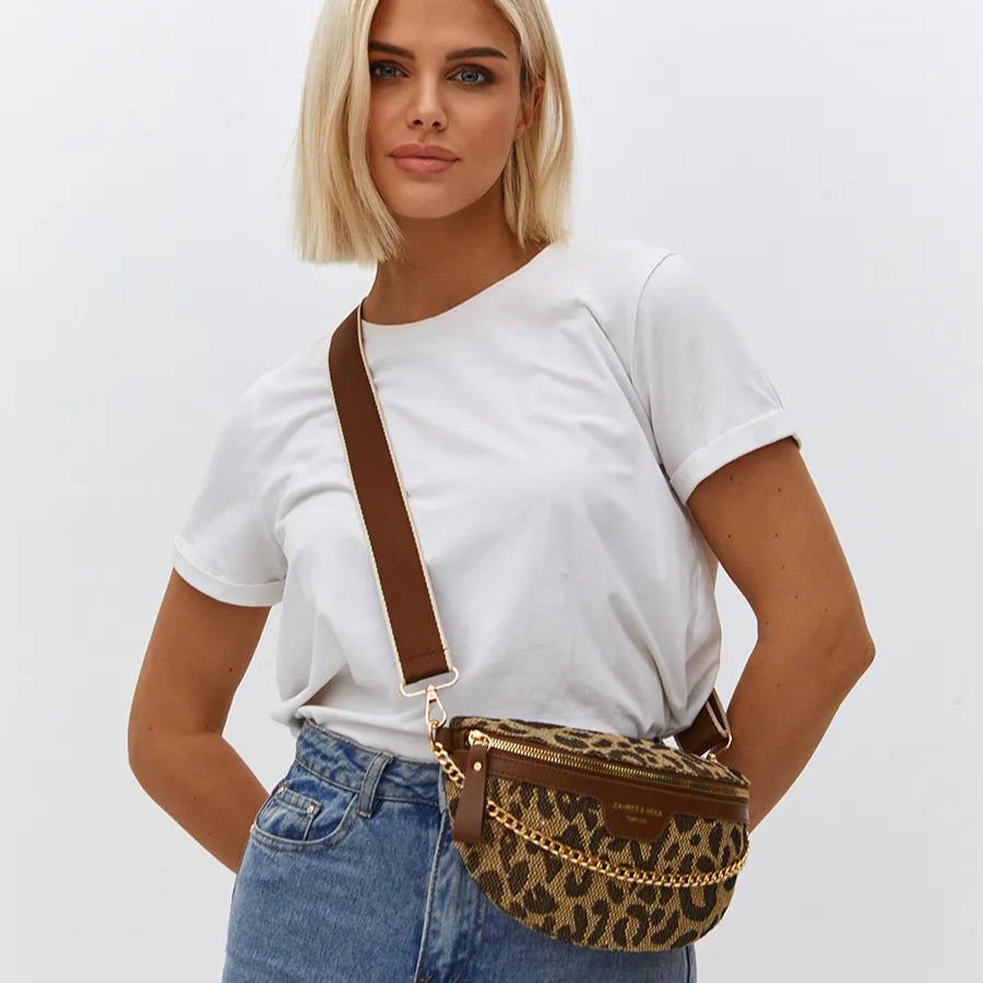 sac banane léopard à bandoulière Justine