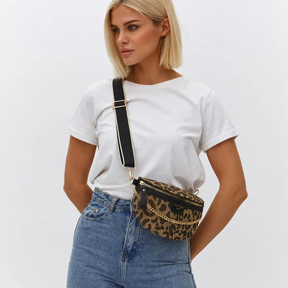sac banane léopard à bandoulière Justine