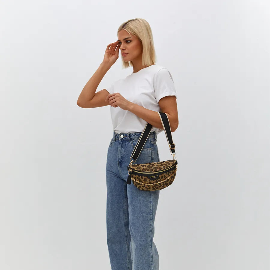 sac banane léopard à bandoulière Justine