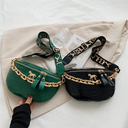 Sac banane cuir avec chaîne dorée Élona