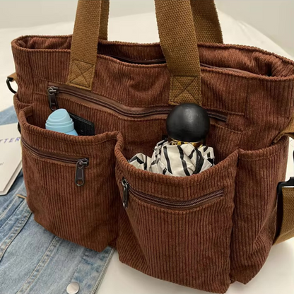 Versatile shoulder bag, corduroy - Ilona