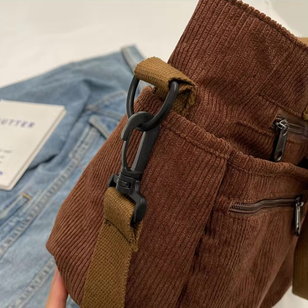 Versatile shoulder bag, corduroy - Ilona