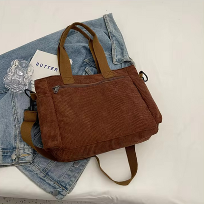 Versatile shoulder bag, corduroy - Ilona