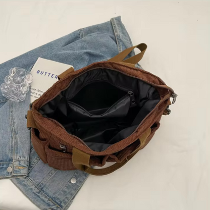 Versatile shoulder bag, corduroy - Ilona