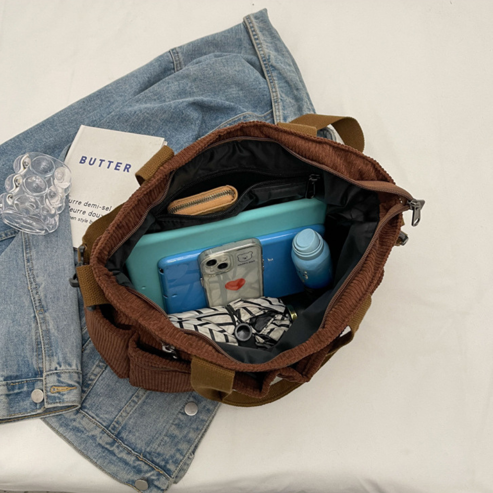 Versatile shoulder bag, corduroy - Ilona