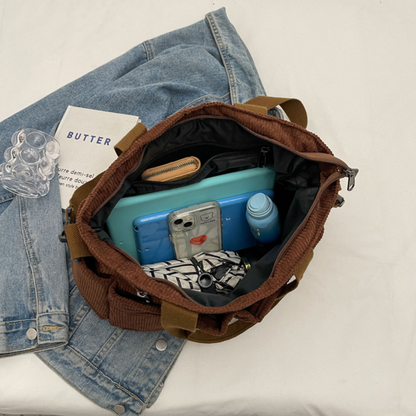 Versatile shoulder bag, corduroy - Ilona