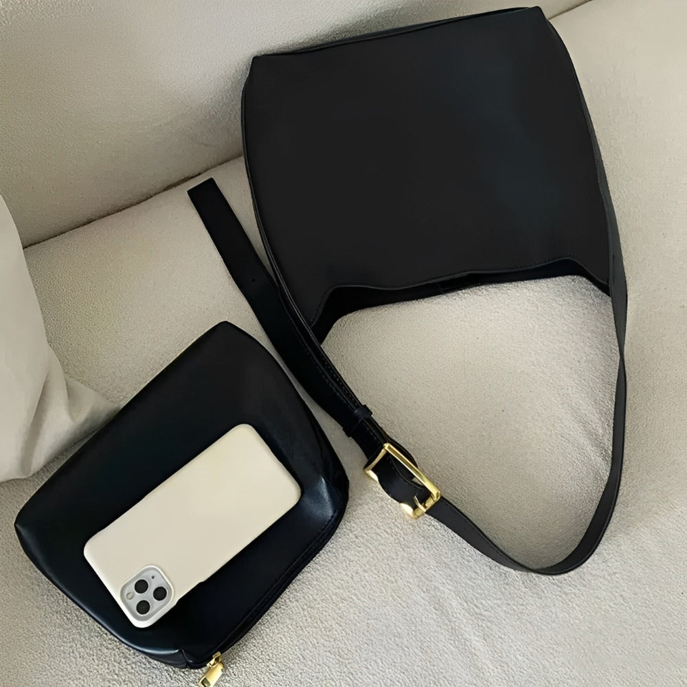 Sac épaule en cuir vegan avec pochette – Livia