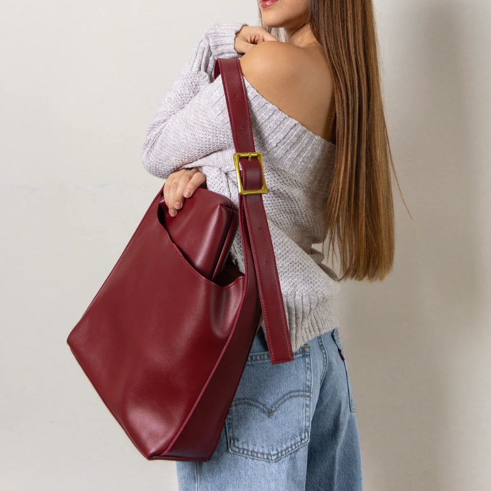 Sac épaule en cuir vegan avec pochette – Livia