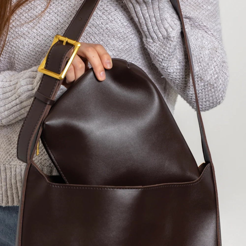 Sac épaule en cuir vegan avec pochette – Livia
