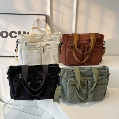 Versatile shoulder bag, corduroy - Ilona