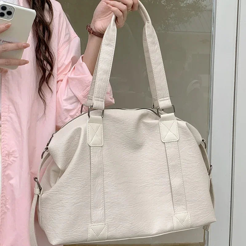 Grand sac à main en cuir, bandoulière amovible - Solena