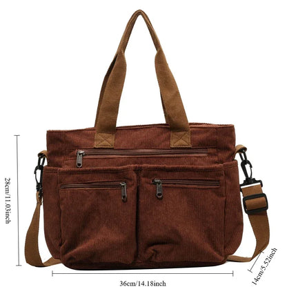 Versatile shoulder bag, corduroy - Ilona